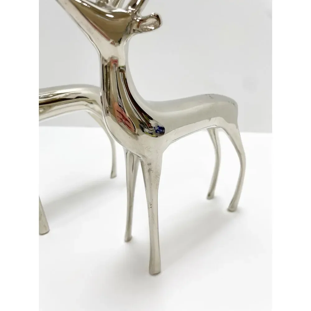 Pottery Barn Reindeer Candelabra Candles Sliver Stick Holder Holds 3 Christmas